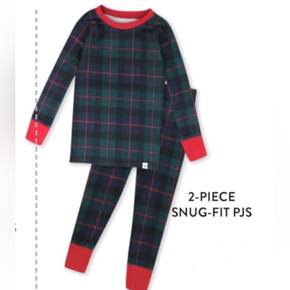 HONEST BABY CO Toddler Christmas Holiday Pajamas, Black Watch Plaid, 3T (2 sets)